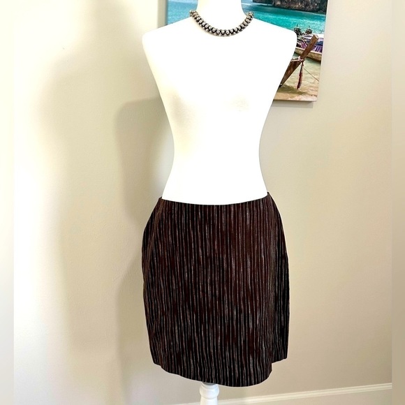 Kenneth Cole NY Linen Mini Coffee Brown Woven Short Skirt Office Party NWT - Picture 6 of 16